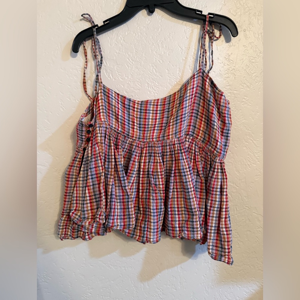 THE GREAT. Women’s size 3 large Colorful Checkered plaid sleeveless blouse